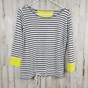 Talbots Striped Long Sleeve Top White Blue Yellow Size XS